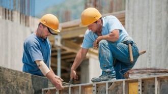 Builders on a construction site