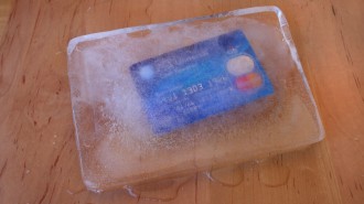 Credit card in a block of ice