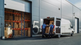 Stacking boxes in a van