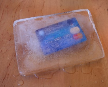Credit card in a block of ice